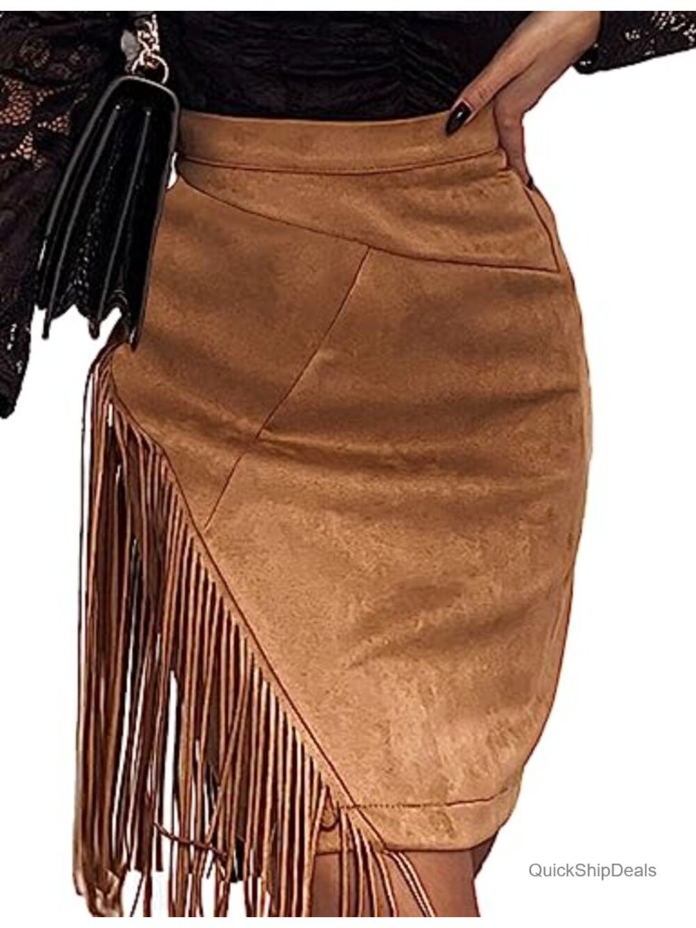 Fringe Suede Mini Skirt High Waisted Tassel Skirt Women